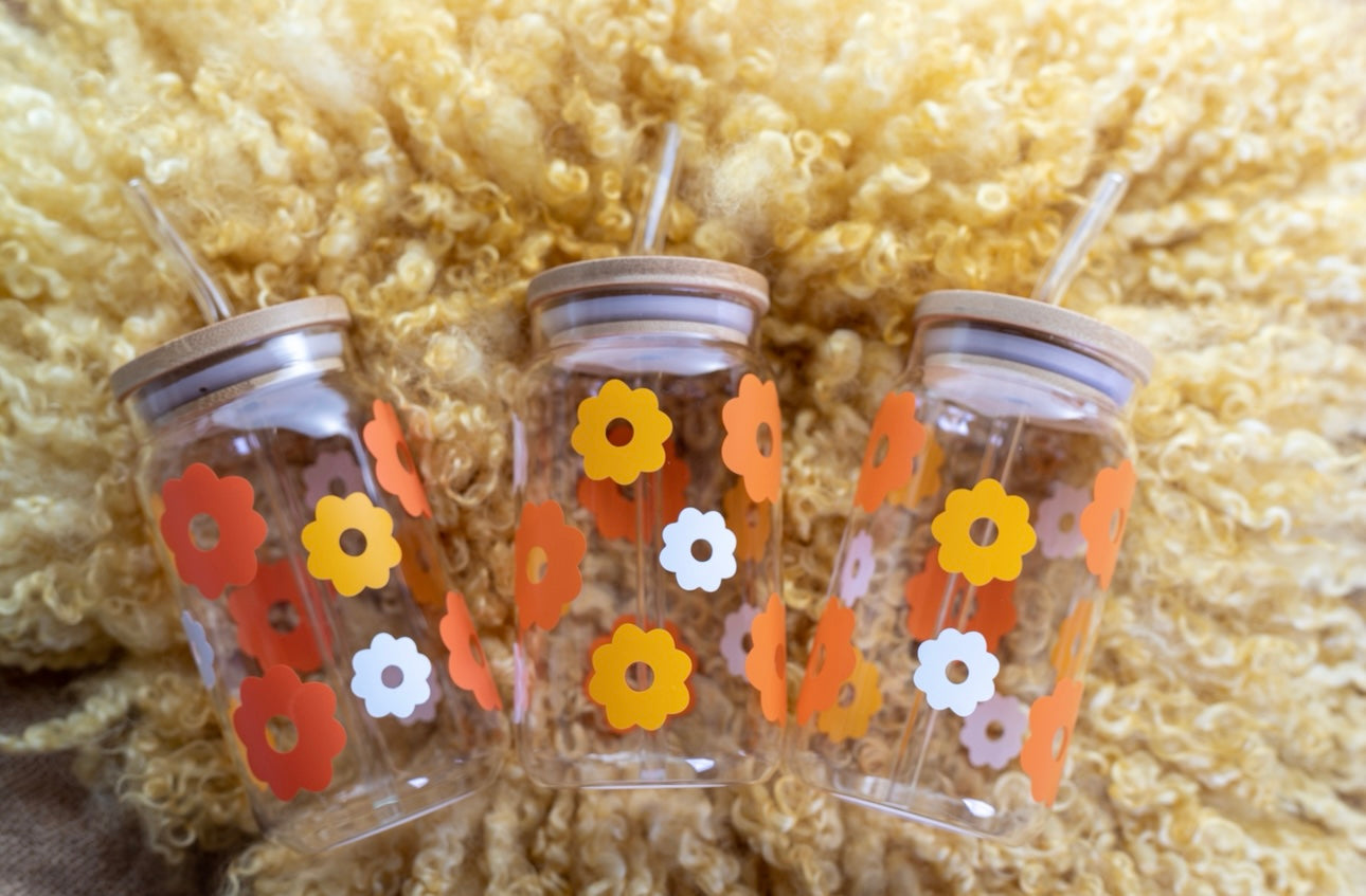 Flower Pattern Glass Cup