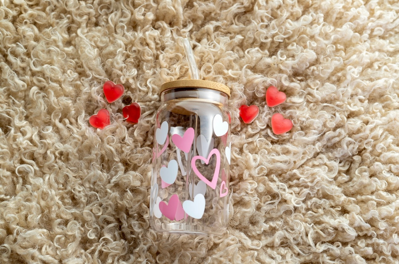 Heart Pattern Glass Cup