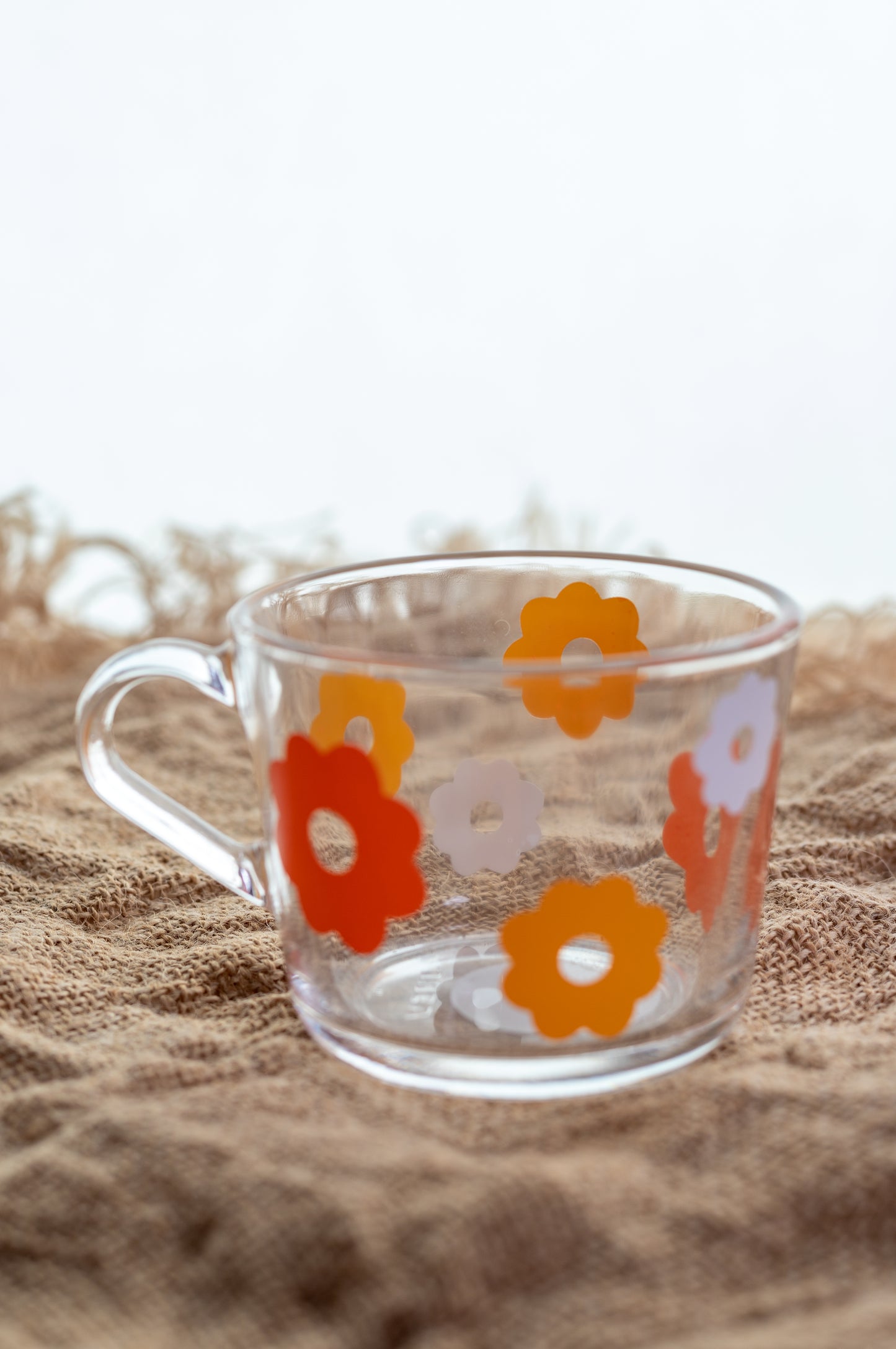Flower Pattern Glass Mug