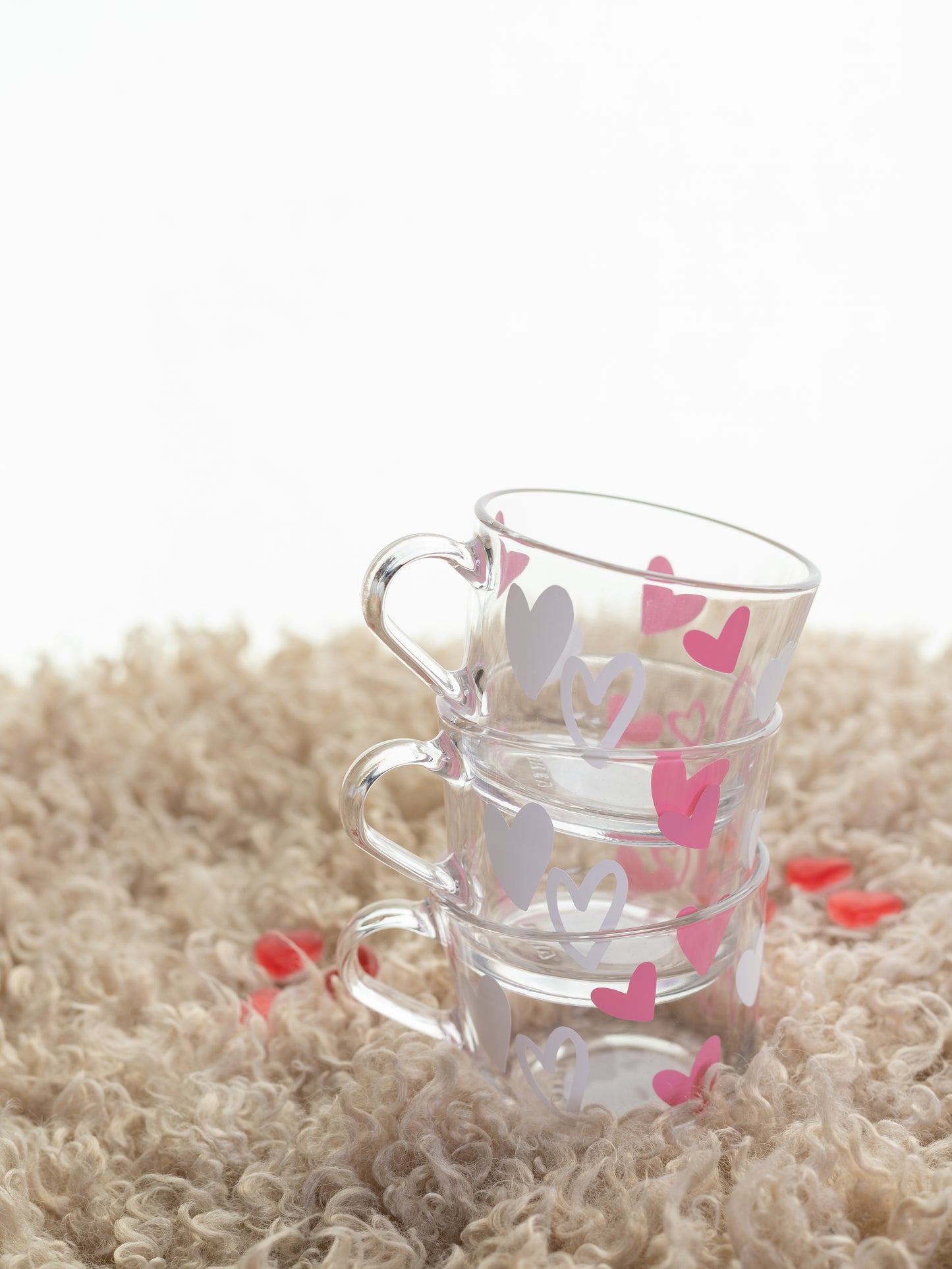 Heart Pattern Glass Mug
