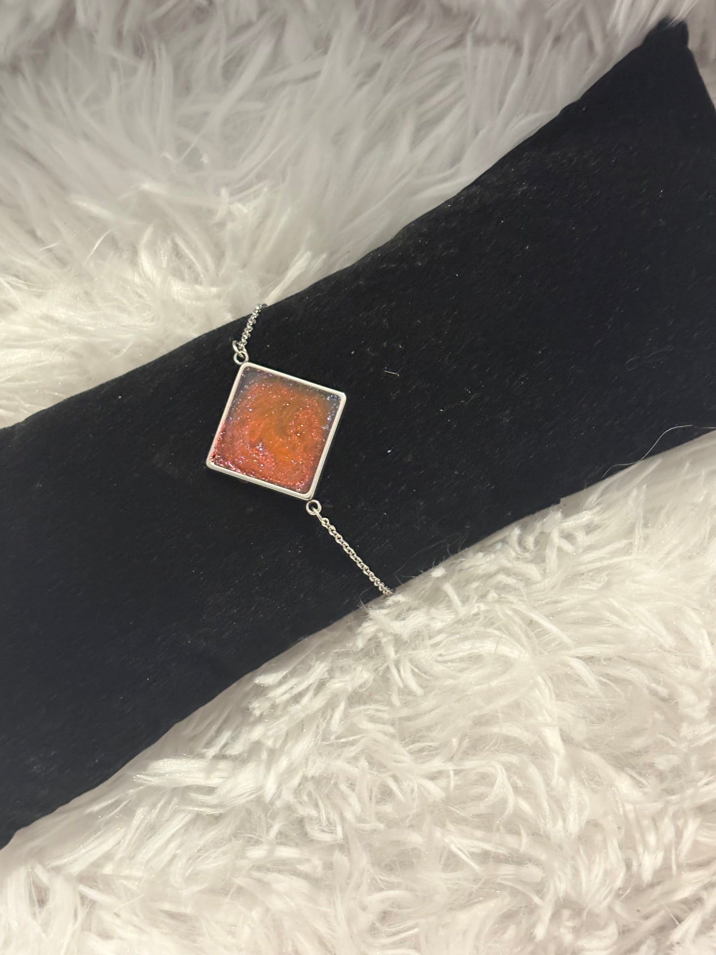 Silver Bracelet - Orange Diamond