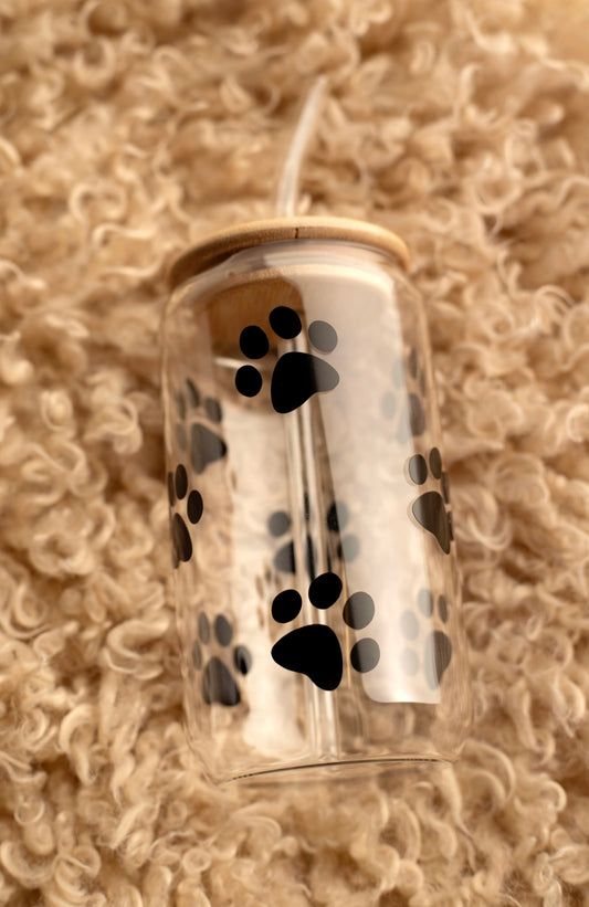 Paw Print Pattern Glass Cup