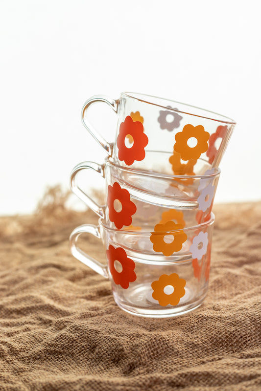 Flower Pattern Glass Mug