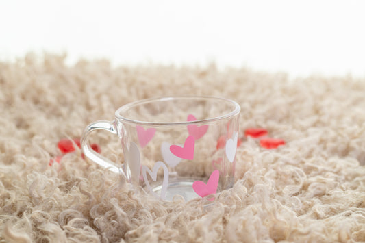 Heart Pattern Glass Mug