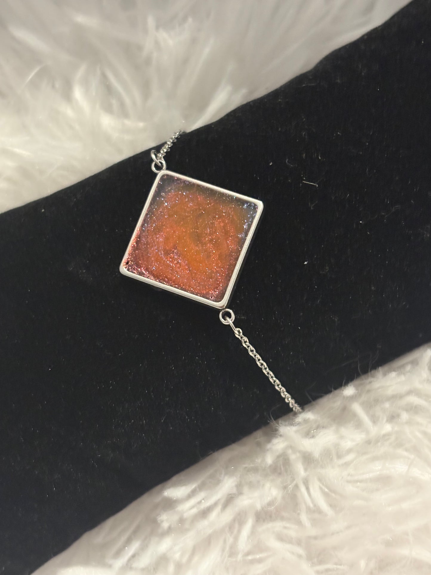 Silver Bracelet - Orange Diamond